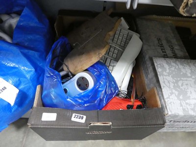 Lot 2239 - Box containing keyboards, xylophone, games...