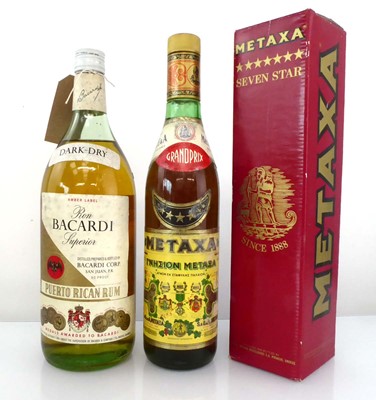 Lot 126 - 2 bottles, 1x Ron Bacardi Superior "Amber...