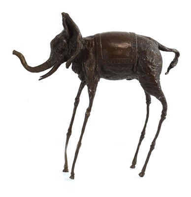 Lot 174 - A brown-patinated bronze figure of an elephant...