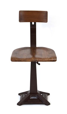 Lot 207 - A 1930/40's Singer machinist's chair on cast...