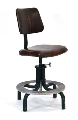 Lot 208 - A 1940/50's industrial machinist's chair on a...