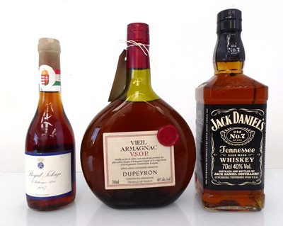 Lot 202 - 3 bottles, 1x Dupeyron VSOP Vieil Armagnac 40%...
