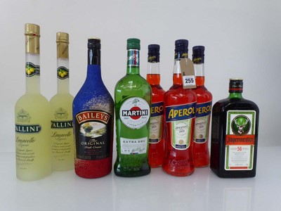 Lot 255 - 8 bottles, 3x Aperol Aperitivo 11% 70cl, 2x...