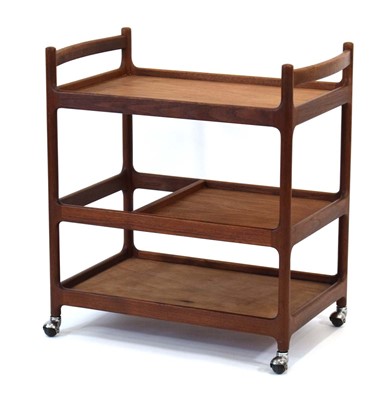 Lot 97 - A 1960's teak three-tier serving trolley...