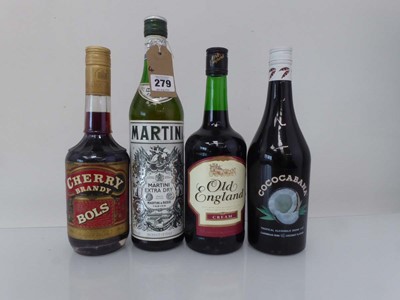 Lot 279 - 4 bottles, 1x Martini Extra Dry Vermouth 14.7%...