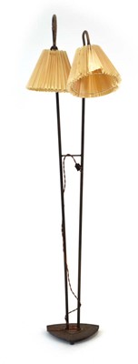 Lot 235 - A 1960's metalwork two-branch floor lamp with...