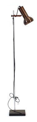 Lot 168 - A 1970's Danish floor lamp, the brown metallic...