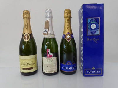 Lot 331 - 3 bottles of Champagne, 1x Pommery Brut Royal...