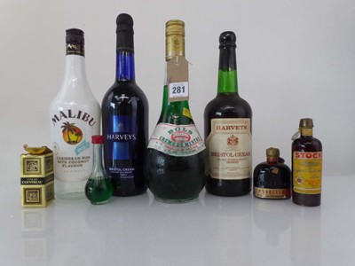 Lot 281 - 4 bottles & 4 miniatures, 1x Bols Creme de...