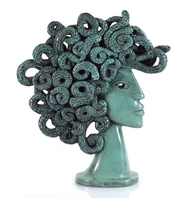 Lot 257 - A French green patinated sculpture modelled as...