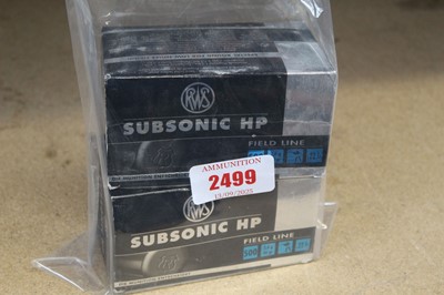 Lot 2499 - (S1) 1000x .22LR RWS Subsonic 40gr cartridges