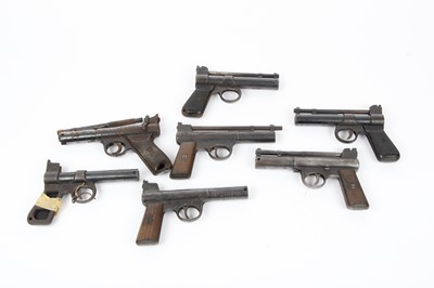 Lot 1642 - 7x air pistols by Webley: Mk1, Junior, and...
