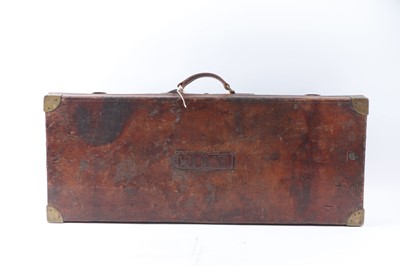 Lot 1415 - Oak and leather double gun case fitted for 30"...