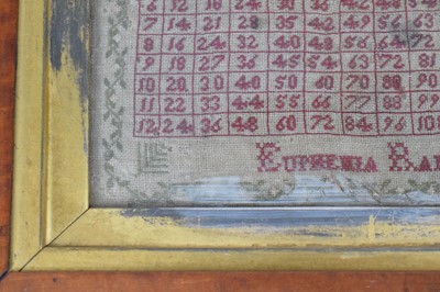 Lot 108 - A 19th century multiplication table sampler,...