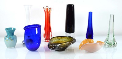 Lot 301 - A 1999 blue glass vases of jug form by Simon...