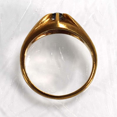 Lot 673 - A 9ct yellow gold signet ring set small...