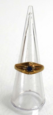 Lot 673 - A 9ct yellow gold signet ring set small...