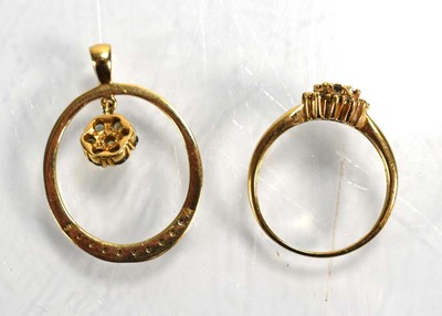 Lot 696 - A 14ct yellow gold cluster ring set small...