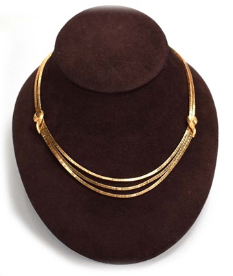 Lot 700 - An 18ct yellow gold multi strand boxlink...