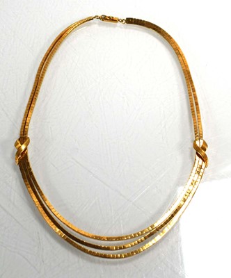 Lot 700 - An 18ct yellow gold multi strand boxlink...