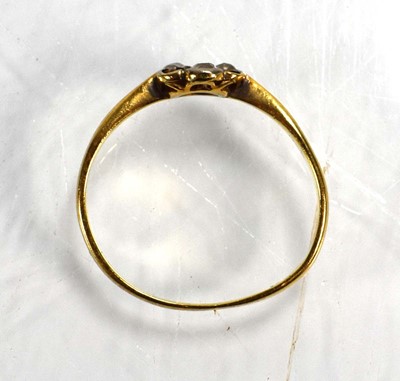 Lot 703 - An 18ct yellow gold cluster ring set small...