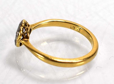 Lot 721 - An 18ct yellow gold cluster ring set small...