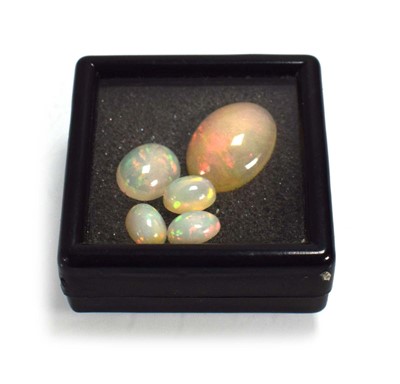 Lot 731 - Five loose opal stones, largest 17 x 13 mm (5)