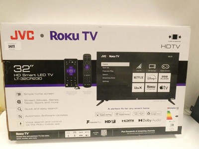 Lot 2472 - JVC 32" HD Smart LED Roku TV (LT-32CR230), boxed