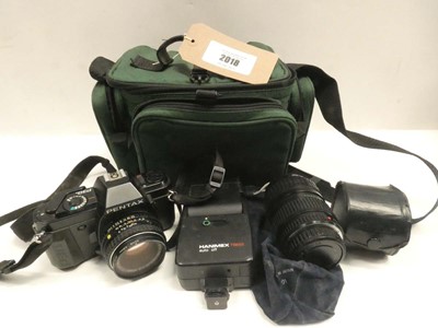 Lot 2018 - Pentax P30n film camera with flash, lenses and...