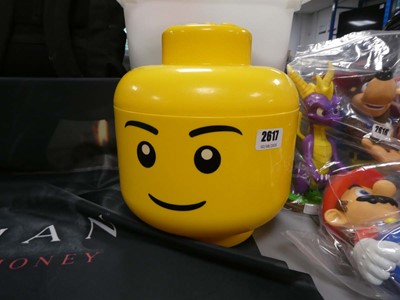 Lot 2617 - Lego head storage box and Hitman fabric poster
