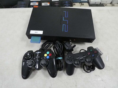 Lot 2634 - Unboxed Sony PS2 with controllers and cable