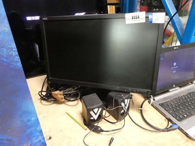 Lot 2724 - NEC monitor with 2 monitor speakers