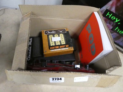 Lot 2734 - Box of guitar pedals and guide book, including...