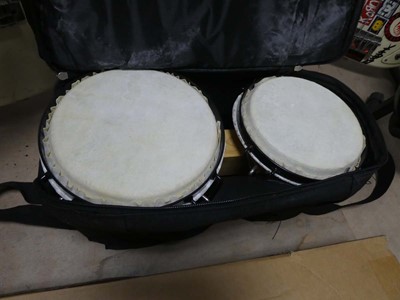 Lot 2749 - Pair of bongos in carry case