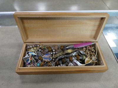 Lot 2801 - Wooden carved box containing assorted costume...
