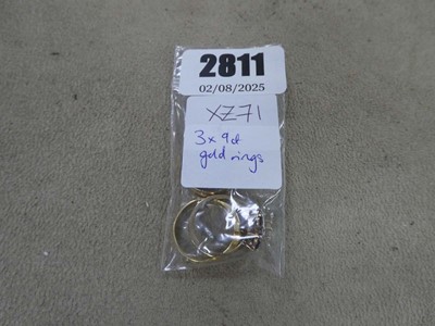 Lot 2811 - 3 9ct gold rings