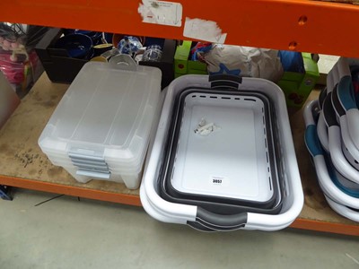 Lot 3057 - 3 collapsible space saving laundry baskets and...