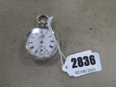 Lot 2836 - White metal ladies fob watch