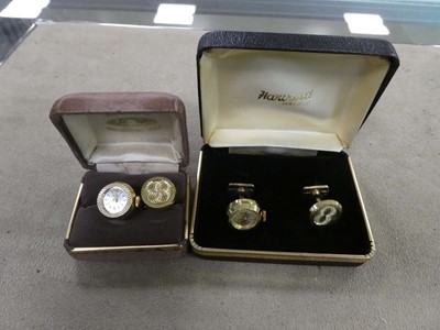 Lot 2843 - Cased pair of Haward cufflinks, one with small...