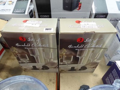 Lot 3077 - 2 boxed sets of glass candlesticks