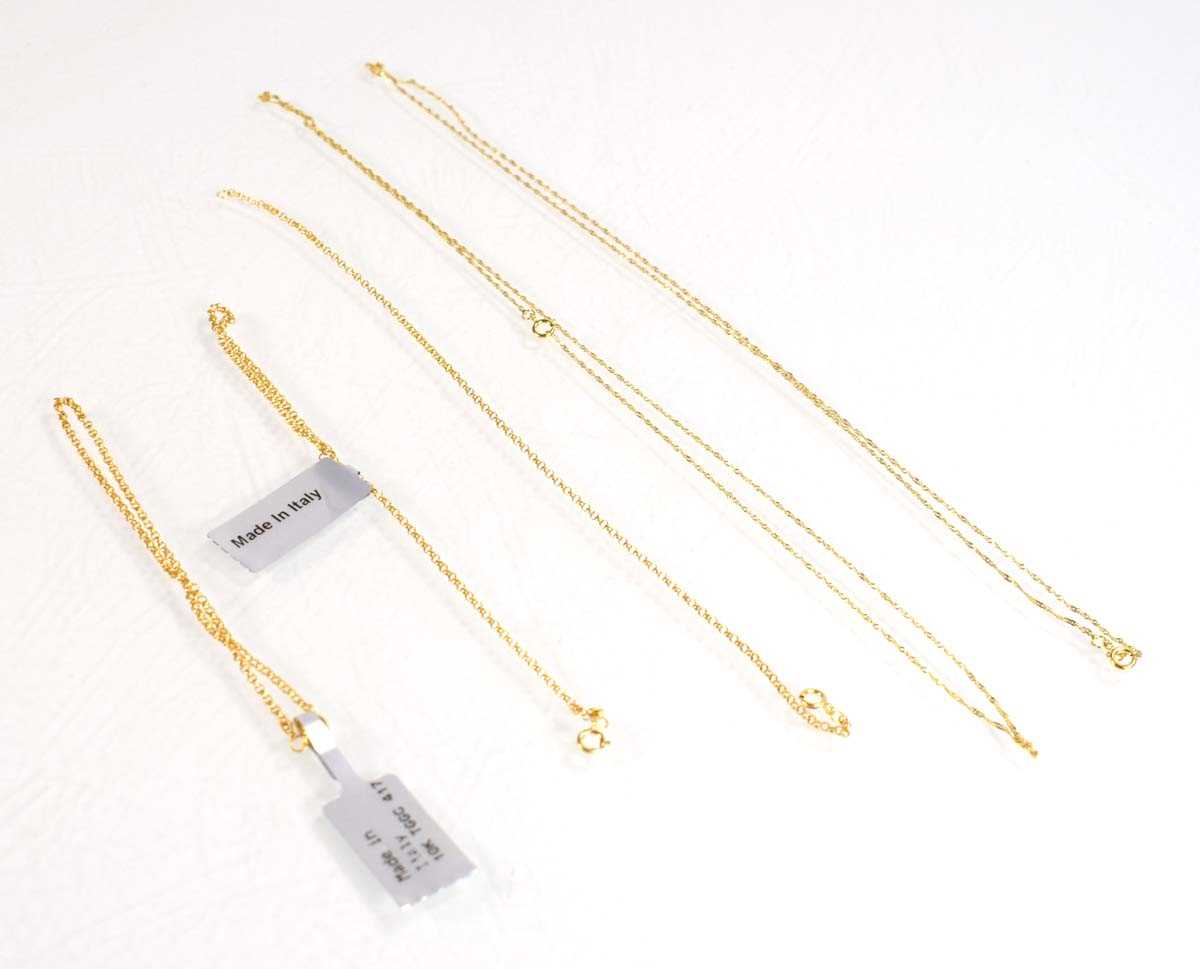 Lot 787 - Two 9ct yellow gold finelink necklaces and...