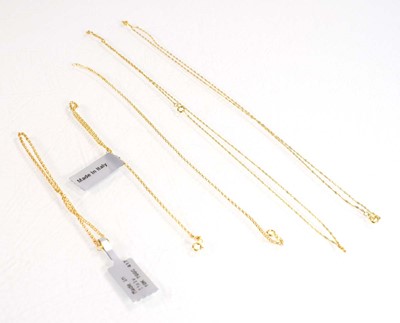 Lot 787 - Two 9ct yellow gold finelink necklaces and...