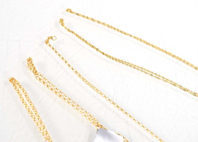 Lot 787 - Two 9ct yellow gold finelink necklaces and...