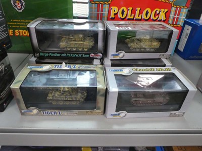 Lot 2906 - 6 WW2 tank models to include Tiger, Churchill...