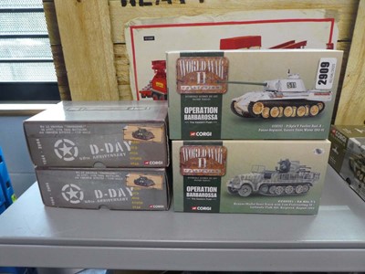 Lot 2909 - 4 collectible tank figures to include WW2...