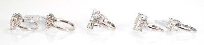 Lot 788 - Five silver dress rings set clear stones,...