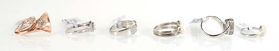 Lot 791 - Six silver dress rings set cultured pearls and...