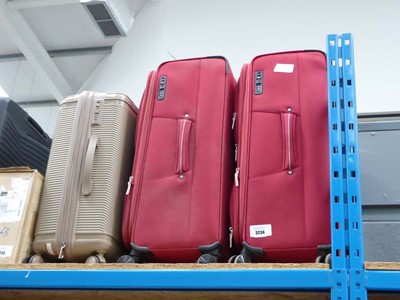 Lot 3234 - 2 large fabric suitcases plus one hard shelled...