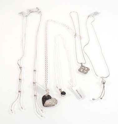 Lot 802 - Six silver and metalware pendant necklaces set...