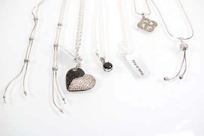 Lot 802 - Six silver and metalware pendant necklaces set...